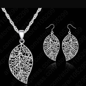 Sterling Silver Leaves Earrings & Necklace set.